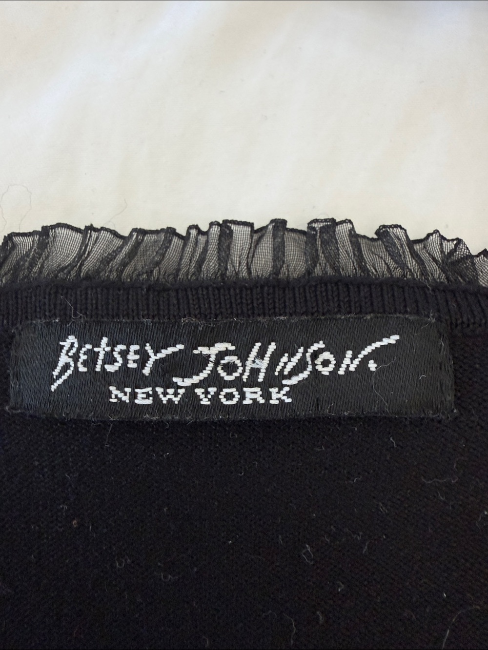 Vintage Betsey Johnson Black Button-Front Top with Pink Rose Embroidery - Picture 3 of 5